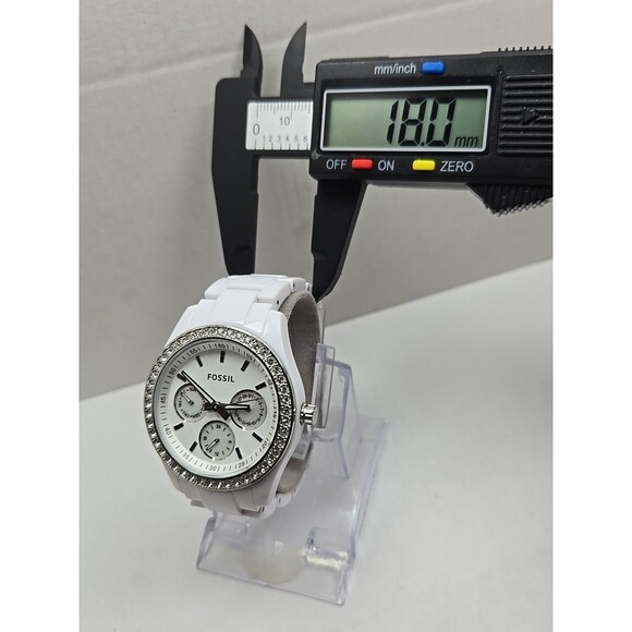 Fossil Stella ES1967 Womens White Crystal Bezel Multifunction New Battery Petite main image 5